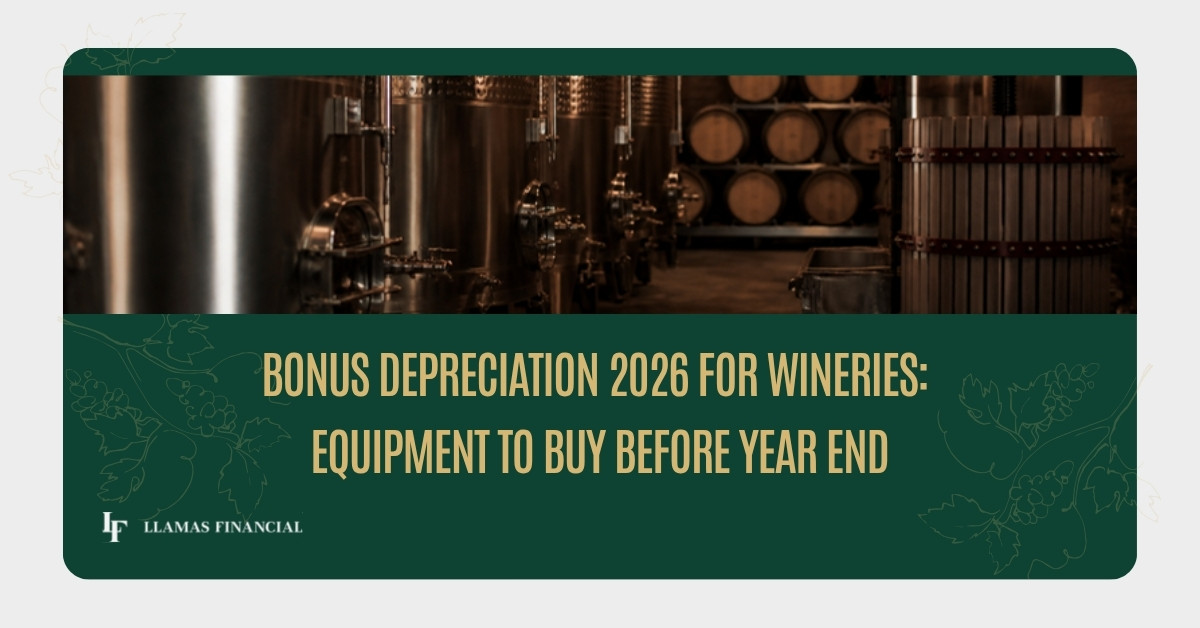 Bonus Depreciation 2026 for Wineries